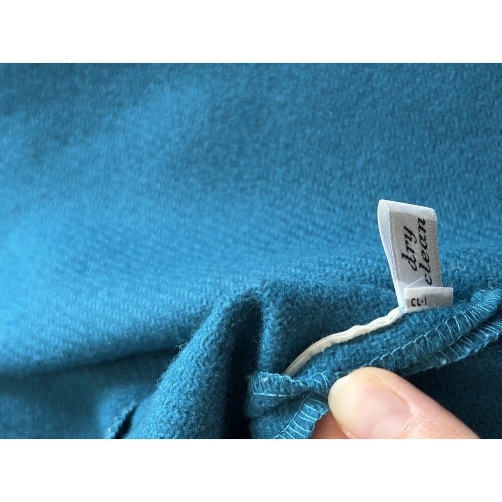 Pendleton Vintage 100% Wool Cropped Jacket Buttons Teal USA Shoulder Pads Medium - Picture 7 of 11